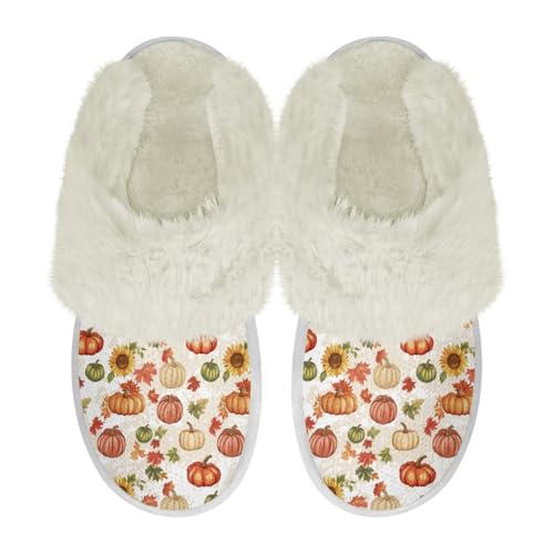 COEQINE Weihnachtliche Hausschuhe für Damen, Größe 36–47, flauschige Hausschuhe, warm, gemütlich, weich, für den Winter, als Geschenk, Kürbisweiß, 39/40 EU COEQINE Weihnachtliche Hausschuhe für Damen, Größe 36–47, flauschige Hausschuhe, warm, gemütlich, weich, für den Winter, als Geschenk, Kürbisweiß, 39/40 EU von COEQINE