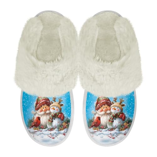 COEQINE Weihnachtliche Hausschuhe für Damen, Größe 36–47, flauschige Hausschuhe, warm, gemütlich, weich, für den Winter, als Geschenk, Schneemann und Zwerg blau, 37/38 EU COEQINE Weihnachtliche Hausschuhe für Damen, Größe 36–47, flauschige Hausschuhe, warm, gemütlich, weich, für den Winter, als Geschenk, Schneemann und Zwerg blau, 37/38 EU von COEQINE