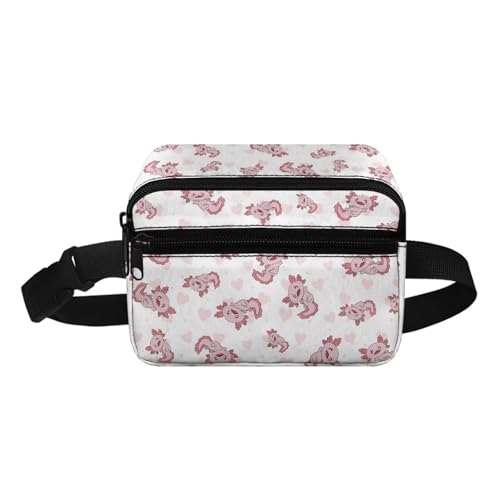 COEQINE Weihnachtstasche, kleine Hüfttasche für Familie, Sohn, Herren, Damen, modisches Muster, hohe Hüfttasche mit Schultergurt, Axolotl Niedliches Tierherz, Kinderrucksack von COEQINE