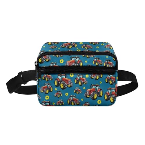 COEQINE Weihnachtstasche, kleine Hüfttasche für Familie, Sohn, Herren, Damen, modisches Muster, hohe Hüfttasche mit Schultergurt, Blaues Feuerwehrauto Cool, Kinderrucksack von COEQINE