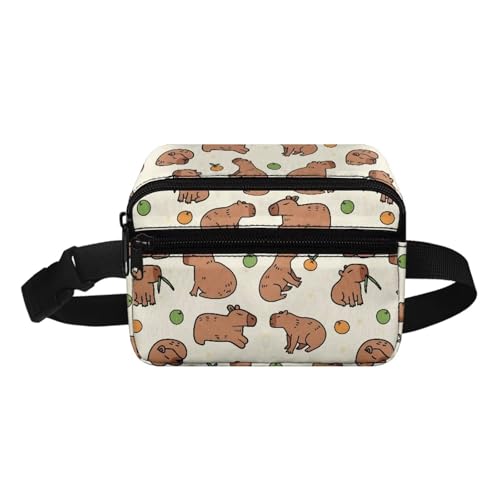 COEQINE Weihnachtstasche, kleine Hüfttasche für Familie, Sohn, Herren, Damen, modisches Muster, hohe Hüfttasche mit Schultergurt, Kapibala Cute Animal, Kinderrucksack von COEQINE
