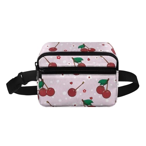 COEQINE Weihnachtstasche, kleine Hüfttasche für Familie, Sohn, Herren, Damen, modisches Muster, hohe Hüfttasche mit Schultergurt, Rosa Kirschfrucht, Kinderrucksack von COEQINE