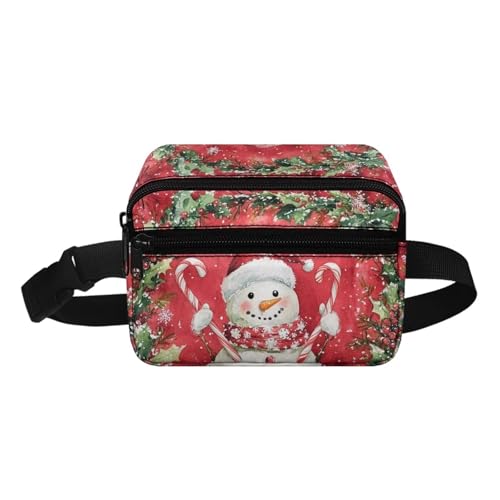 COEQINE Weihnachtstasche, kleine Hüfttasche für Familie, Sohn, Herren, Damen, modisches Muster, hohe Hüfttasche mit Schultergurt, Roter Weihnachtsschneemann, rotes Blumenmuster, Kinderrucksack von COEQINE
