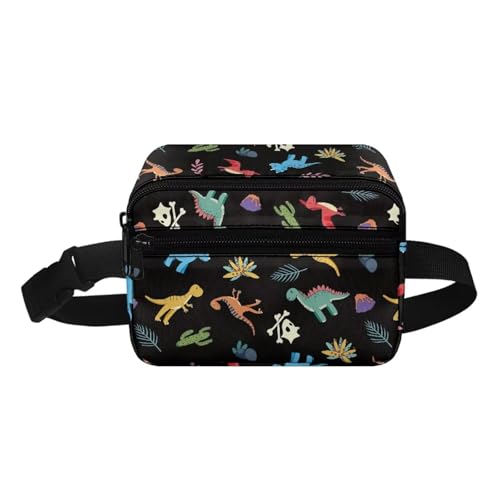 COEQINE Weihnachtstasche, kleine Hüfttasche für Familie, Sohn, Herren, Damen, modisches Muster, hohe Hüfttasche mit Schultergurt, Schwarzer Dinosaurier-Tier niedlich, Kinderrucksack von COEQINE