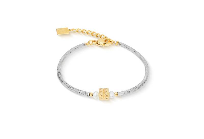 COEUR DE LION Armband Schmuck Edelstahl Edge & Grace Würfelkette, Made in Germany - mit Hämatit - mit Süßwasserzuchtperle von COEUR DE LION