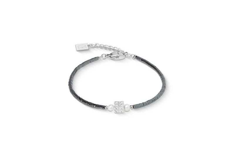 COEUR DE LION Armband Schmuck Edelstahl Edge & Grace Würfelkette, Made in Germany - mit Hämatit - mit Süßwasserzuchtperle von COEUR DE LION