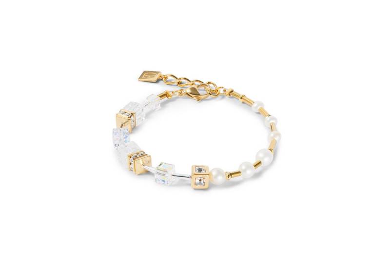 COEUR DE LION Armband Schmuck Edelstahl GeoCUBE® Fusion Precious Pearl Mix Würfelkette, Made in Germany - mit Schmucksteinen - mit Süßwasserzuchtperle von COEUR DE LION