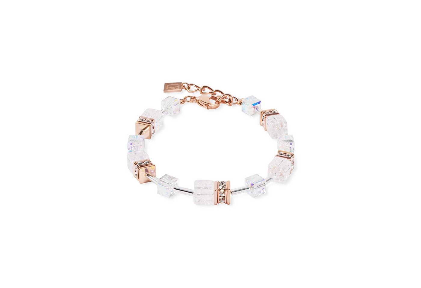 COEUR DE LION Armband Schmuck Edelstahl GeoCUBE® Iconic Nature Würfelkette, Made in Germany - mit Bergkristall, Swarovski® Kristall, Strassstein von COEUR DE LION