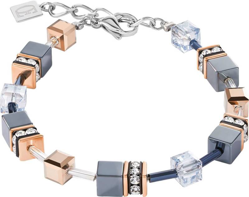 COEUR DE LION Armband Schmuck Edelstahl GeoCUBE® Armkette Würfelkette, Made in Germany - mit Swarovski® Kristall, Strassstein, Hämatit von COEUR DE LION