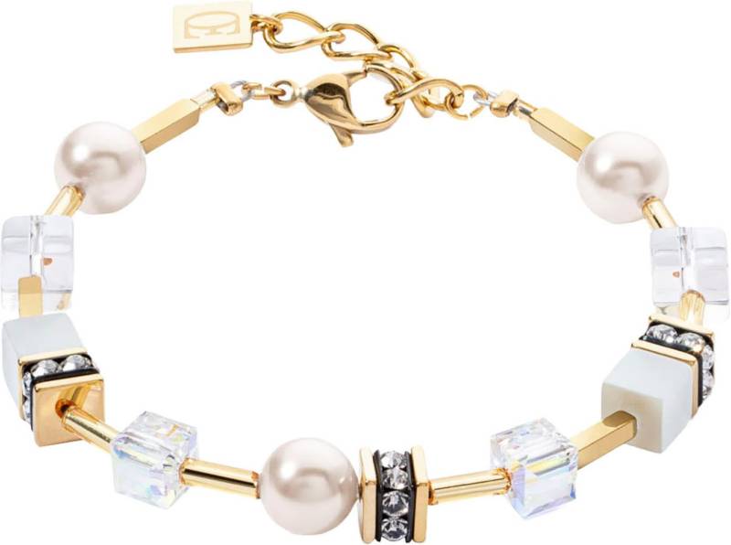 COEUR DE LION Armband Schmuck Edelstahl GeoCUBE® Iconic Pearl Mix Würfelkette, Made in Germany - mit Schmucksteinen - mit Swarovski® Perle von COEUR DE LION