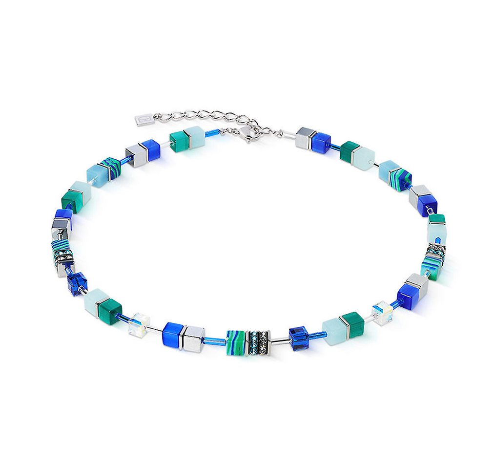 COEUR DE LION Collier Schmuck Edelstahl GeoCUBE® Duo Sparkling Ocean Würfelkette, Made in Germany - mit Swarovski® Kristall, Strassstein, Schmucksteinen von COEUR DE LION