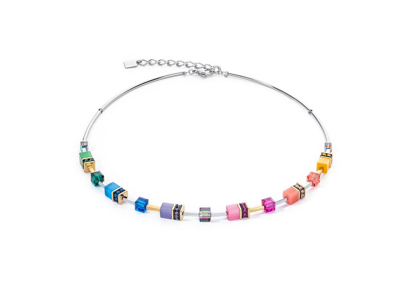 COEUR DE LION Collier Schmuck Edelstahl GeoCUBE® Iconic Lite Würfelkette, Made in Germany - mit Swarovski® Kristall, Strassstein, Schmuckstein von COEUR DE LION