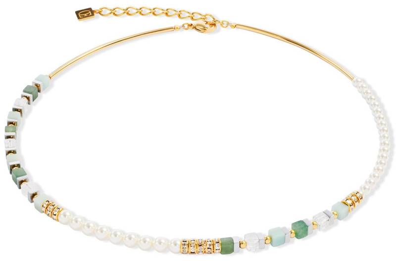 COEUR DE LION Collier Schmuck Edelstahl GeoCUBE® Precious Fusion Offset Würfelkette, Made in Germany - mit Schmuckstein - mit Swarovski® Perle von COEUR DE LION