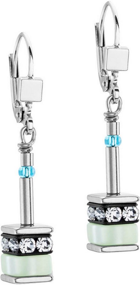 COEUR DE LION Paar Ohrhänger Schmuck Edelstahl Classic Polaris Classic Pastel Würfelkette, Made in Germany - mit Polaris, Strassstein von COEUR DE LION