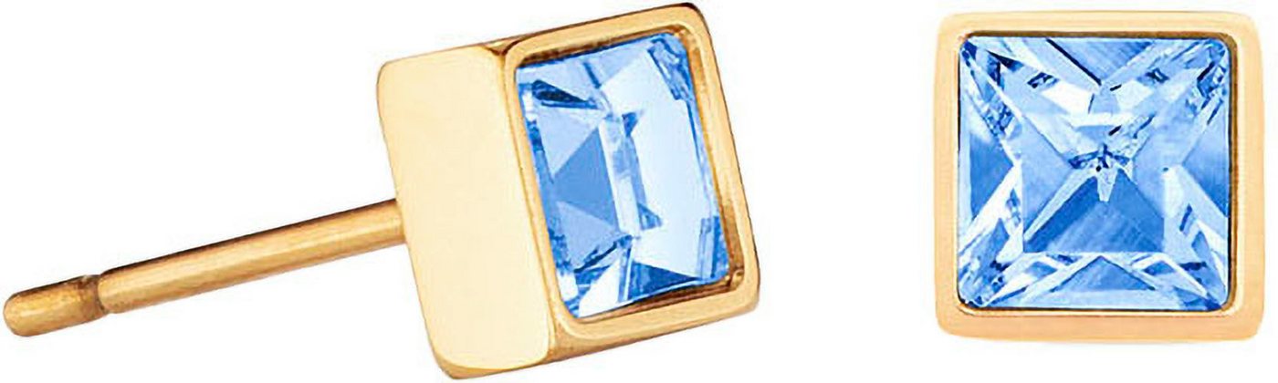 COEUR DE LION Paar Ohrstecker Schmuck Geschenk Edelstahl Brillant Square Würfelkette, mit Kristallglas von COEUR DE LION