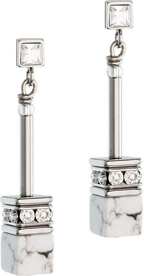 COEUR DE LION Paar Ohrstecker Schmuck Geschenk Edelstahl GeoCUBE® Iconic Nature Würfelkette, Made in Germany - mit Strassstein, Kristallglas, Schmuckstein von COEUR DE LION