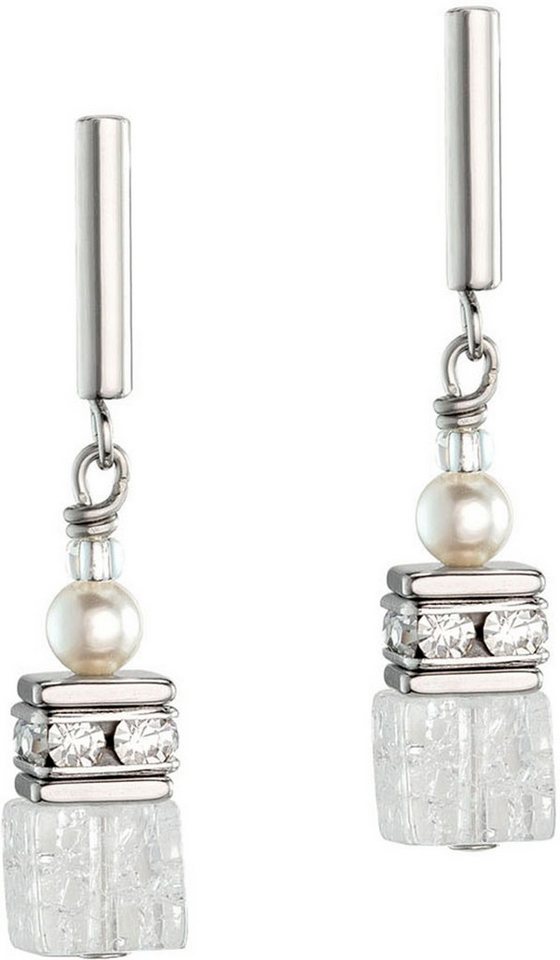 COEUR DE LION Paar Ohrstecker Schmuck Edelstahl GeoCUBE® Precious Fusion Pearls Würfelkette, Made in Germany - mit Swarovski® Kristall, Strassstein, Schmuckstein von COEUR DE LION