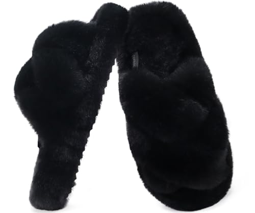 COFACE Damen Plüsch Hausschuhe Weiches Bequem Memoryschaum Flauschiges Leichte Rutschfeste Pantoffeln für Frauen von COFACE