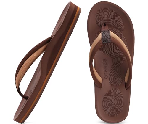 COFACE Damen Zehentrenner Sommer Flip Flops Frauen Bequem Mode Plateau Pantoffeln Sandalen Bade Strand Sport Zehentrenner rutschfest Gummifu ßbett EU39 Braun von COFACE