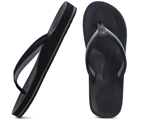 COFACE Damen Zehentrenner Sommer Flip Flops Frauen Bequem Mode Plateau Pantoffeln Sandalen Bade Strand Sport Zehentrenner rutschfest Gummifu ßbett EU40 Schwarz von COFACE