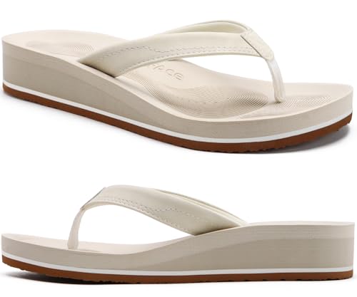 COFACE Flip Flops Damen Flache Zehenabscheider Badelatschen für Sommer Beach Frauen Keilabsatz Tanga Sandalen mit Weichem Yoga Matte von COFACE