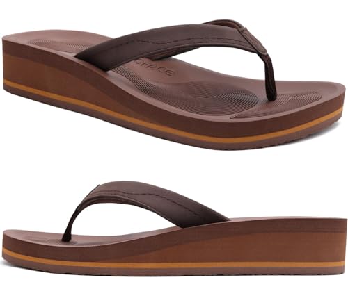COFACE Flip Flops Damen Flache Zehenabscheider Badelatschen für Sommer Beach Frauen Keilabsatz Tanga Sandalen mit Weichem Yoga Matte von COFACE