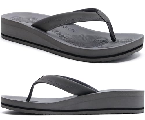 COFACE Flip Flops Damen Flache Zehenabscheider Badelatschen für Sommer Beach Frauen Keilabsatz Tanga Sandalen mit Weichem Yoga Matte von COFACE