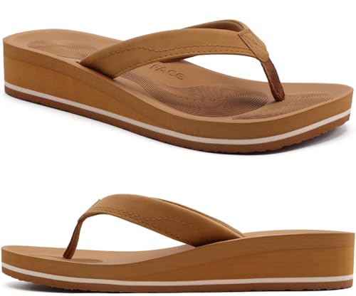 COFACE Flip Flops Damen Flache Zehenabscheider Badelatschen für Sommer Beach Frauen Keilabsatz Tanga Sandalen mit Weichem Yoga Matte von COFACE