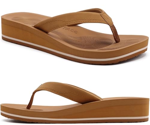 COFACE Flip Flops Damen Flache Zehenabscheider Badelatschen für Sommer Beach Frauen Keilabsatz Tanga Sandalen mit Weichem Yoga Matte von COFACE