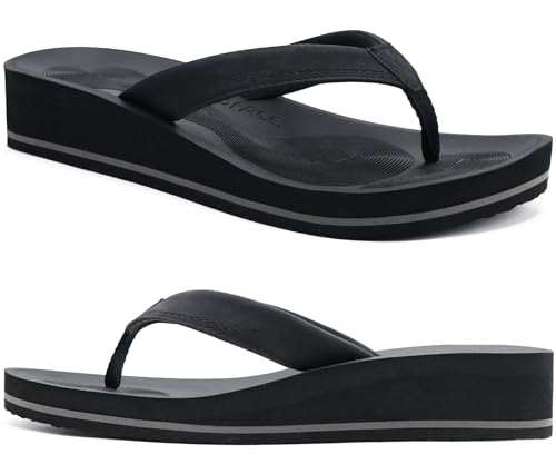 COFACE Flip Flops Damen Flache Zehenabscheider Badelatschen für Sommer Beach Frauen Keilabsatz Tanga Sandalen mit Weichem Yoga Matte von COFACE
