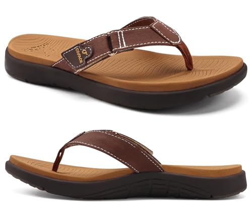 COFACE Flip Flops Damen Zehentrenner Sommer Bade Strand Sandalen 2025 Frauen Bequem Weich Leder Badelatschen Rutschfest Gummifu ßbett EU40 braun von COFACE