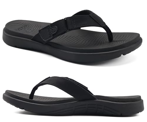 COFACE Flip Flops Damen Zehentrenner Sommer Bade Strand Sandalen 2025 Frauen Bequem Weich Leder Badelatschen Rutschfest Gummifu ßbett EU41 Schwarz von COFACE