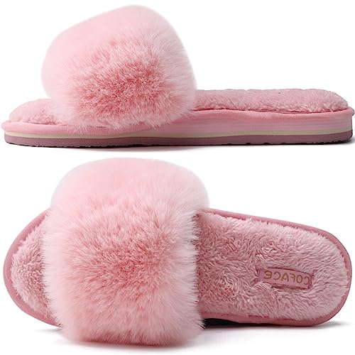 COFACE Hausschuhe Damen Fell Plüsch Pantoffeln 41 Flauschige Schlappen Winter Warm Badeschuhe Puschen für Damen von COFACE