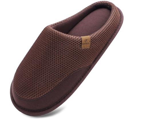 COFACE Hausschuhe Herren Filz Warme Bequem Männer Pantoffeln mit Anti-Rutsch Gummisohle für Drinnen und Draussen Dunkel Braun Größe 44 von COFACE