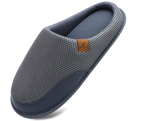 COFACE Hausschuhe Herren Warme Bequem Männer Pantoffeln mit Anti-Rutsch Gummisohle für Drinnen und Draussen Grau Größe 44 von COFACE