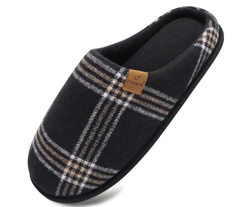 COFACE Hausschuhe Herren Warme Bequem Männer Pantoffeln mit Anti-Rutsch Gummisohle für Drinnen und Draussen Schwarz Größe 43 von COFACE