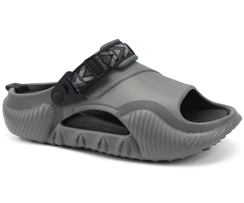 COFACE Herren Clogs Pantoletten Sandalen Schlappen Latschen Sabots 2025 Garten Offene Fußbett Sandals Sommer Bequem Grauschwarz Größe 44 von COFACE