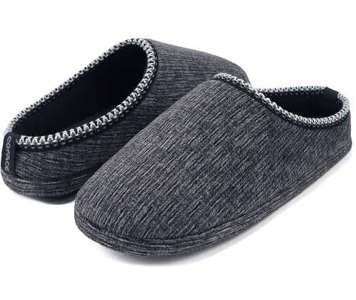 COFACE Herren kuschelige Pantoletten bequeme Memory Foam Slip Ons weiche Schlafzimmer Hausschuhe Clogs für Herren Indoor Outdoor Schwarz Größe 42 von COFACE