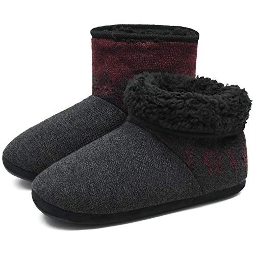 COFACE Hüttenschuhe Herren Damen Warm Lammfell Hausschuhe Winter für Herren Plüsch Gefütterte Hausstiefel Männer Haussocken Filz Pantoffeln 41 von COFACE