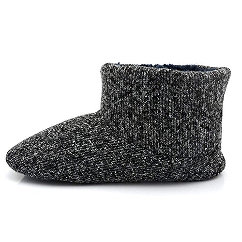 COFACE Hüttenschuhe Herren Warm Lammfell Hausschuhe Winter für Herren Plüsch Gefütterte Hausstiefel Männer Fell Haussocken Filz Pantoffeln 45 von COFACE