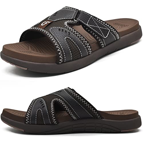 COFACE Herren Sport Recovery Sandalen Plantar Fasciitis weiche Polsterung leichtes Gewicht Bogen Unterstützung orthopädische Badelatschen für Männer Braun Größe 44.5 COFACE Herren Sport Recovery Sandalen Plantar Fasciitis weiche Polsterung leichtes Gewicht Bogen Unterstützung orthopädische Badelatschen für Männer Braun Größe 44.5 von COFACE
