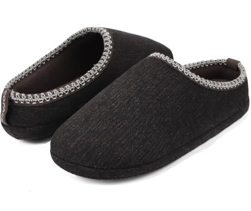COFACE Herren kuschelige Pantoletten bequeme Memory Foam Slip Ons weiche Schlafzimmer Hausschuhe Clogs für Herren Indoor Outdoor Dunkelbraun Größe 41 von COFACE
