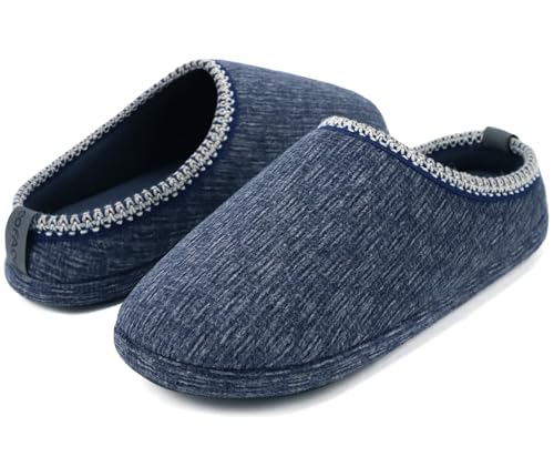 COFACE Herren kuschelige Pantoletten bequeme Memory Foam Slip Ons weiche Schlafzimmer Hausschuhe Clogs für Herren Indoor Outdoor Marineblau Größe 45 von COFACE