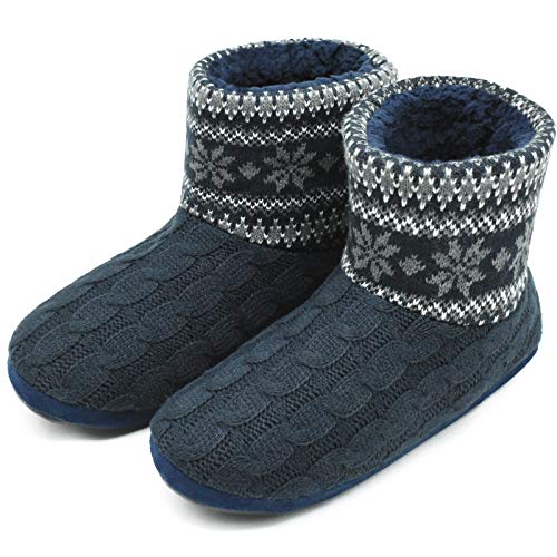 COFACE Hüttenschuhe Herren Warm Winter Hausschuhe Herren Plüsch Flauschig Gefütterte Hausstiefel Männer Haussocken Filz Pantoffeln von COFACE