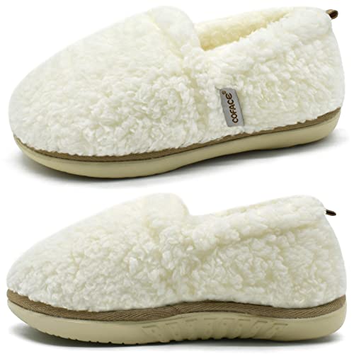 COFACE Orthopädische Hausschuhe für Damen mit kuscheligem Memory-Schaum-Futter Kunstpelz Plantarfasziitis Fußgewölbe Fuzzy-Hausschuhe Beige DE 38-38.5 von COFACE