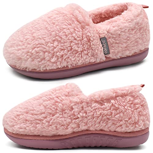 COFACE Orthopädische Hausschuhe für Damen mit kuscheligem Memory-Schaum-Futter Kunstpelz Plantarfasziitis Fußgewölbe Fuzzy-Hausschuhe Rosa DE 38-38.5 von COFACE