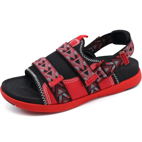 COFACE Sandalen Herren Outdoor Sport Sandalen Arch Support Leichte Trekking Strand Leder Sandalen für Herren Wander Sandalen Klettverschluss 40 von COFACE