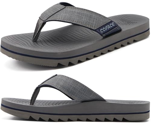 COFACE Sandalen Herren Zehentrenner Beach Flip Flops Arch Support Bequeme Strand Surfen Sommer Sandalen für Herren 44.5 Badelatschen Outdoor von COFACE
