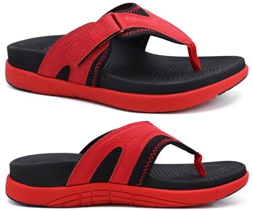 COFACE Sandalen-Herren-Zehentrenner Weiche Bequeme Flip Flops Arch Support Orthopädische Leichte Sommer Leder Sandalen für Herren Badelatschen Outdoor 40 von COFACE