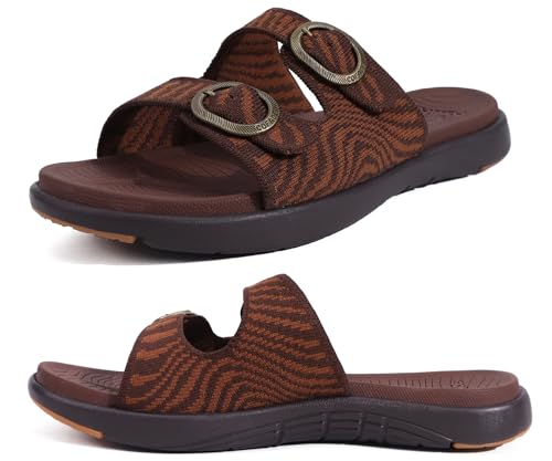 COFACE Womens Orthopädische Sandalen Komfortable Orthotische Bogen Unterstützung Weich Gepolstert Erholung Plantar Fasciitis Walking Slip On Damen Wolke Rutschen für Frau 2025 Braun Größe 37 von COFACE